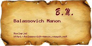 Balassovich Manon névjegykártya